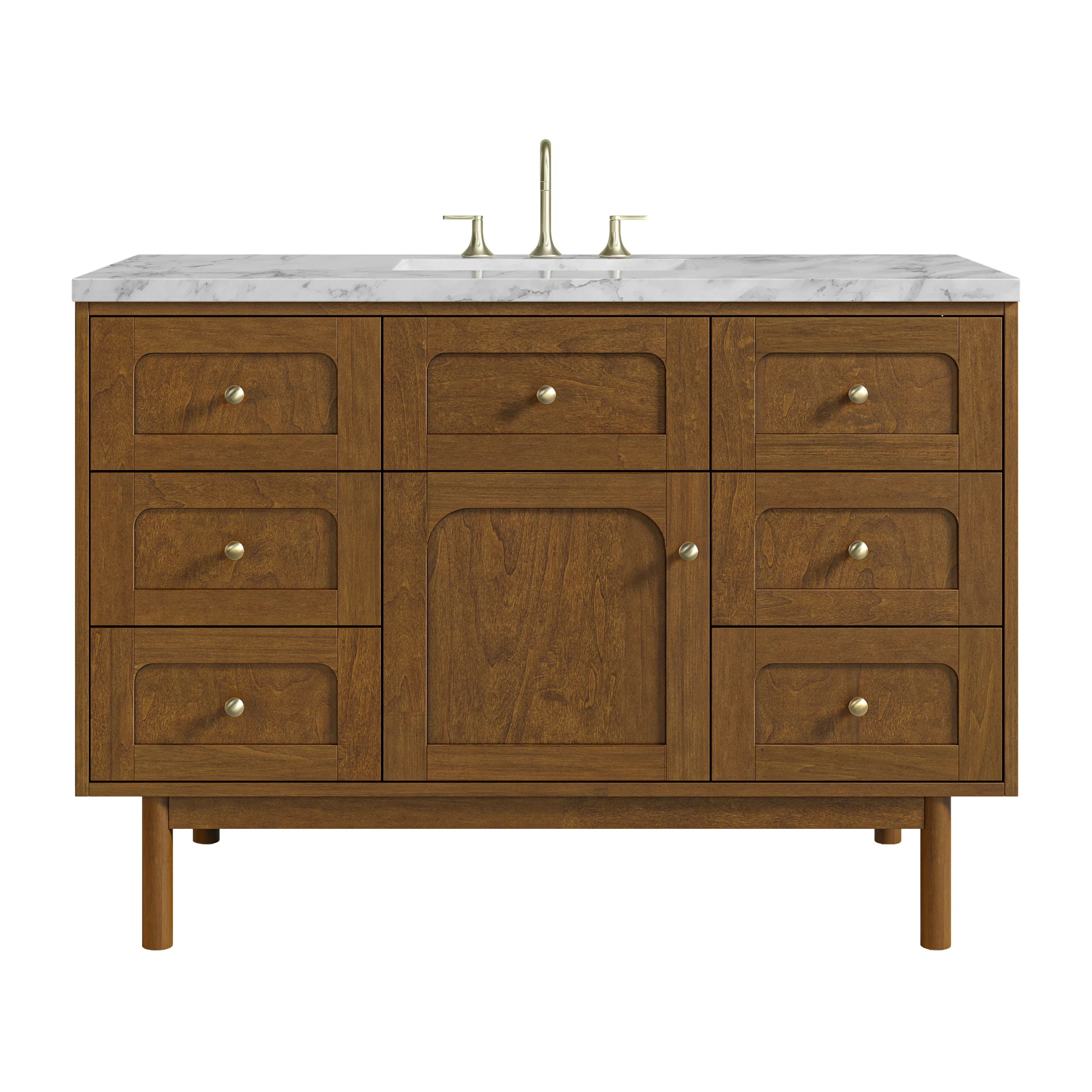 Laurent 48" Single Vanity, Honey Oak w/ 3 CM Carrara Marble Top