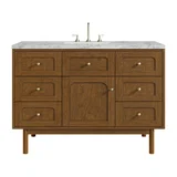 Laurent 48" Single Vanity, Honey Oak w/ 3 CM Carrara Marble Top