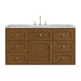 Laurent 48" Single Vanity, Honey Oak w/ 3 CM Carrara Marble Top