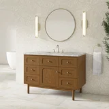 Laurent 48" Single Vanity, Honey Oak w/ 3 CM Carrara Marble Top