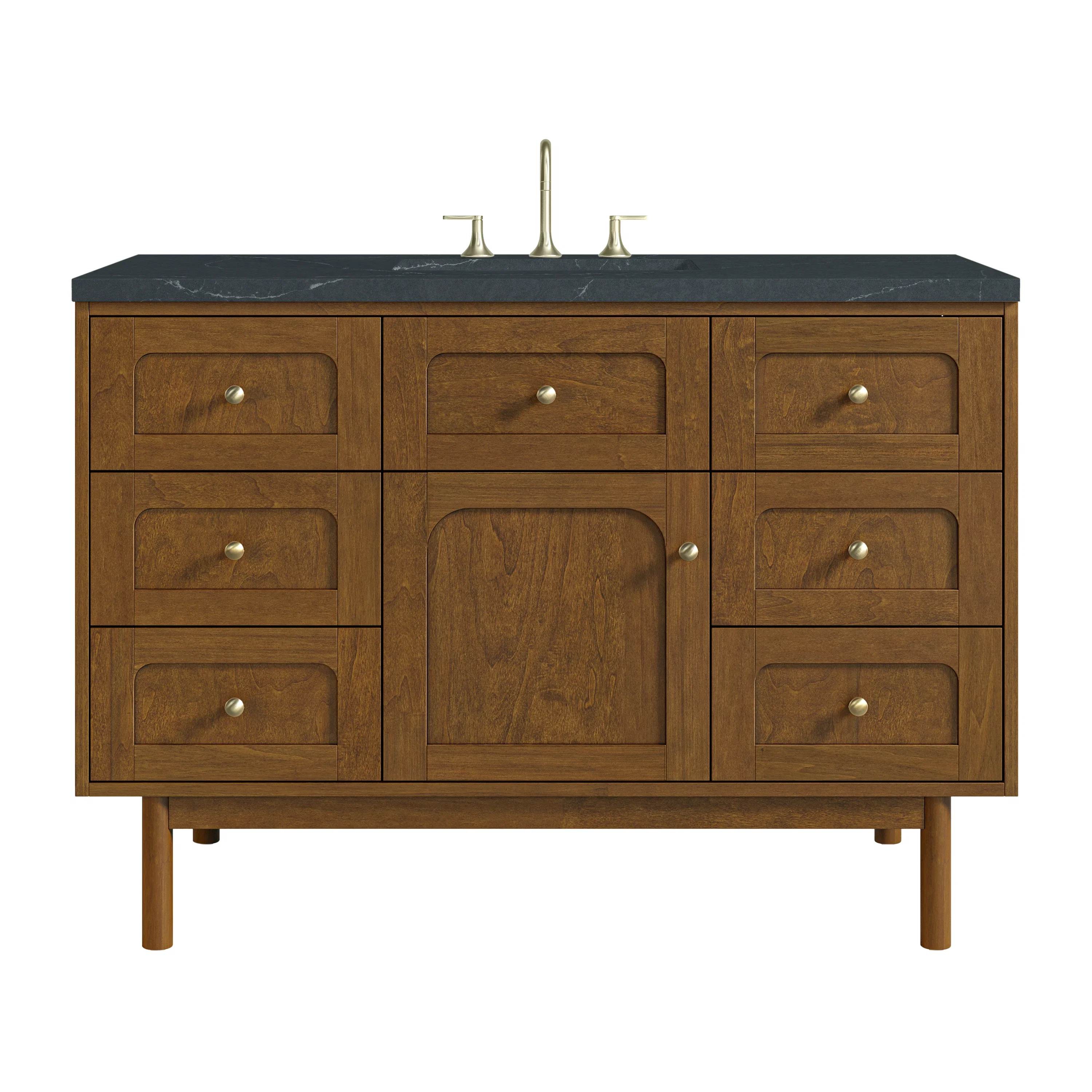 Laurent 48" Single Vanity, Honey Oak w/ 3 CM Charcoal Soapstone Silestone Top