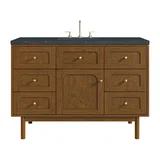 Laurent 48" Single Vanity, Honey Oak w/ 3 CM Charcoal Soapstone Silestone Top