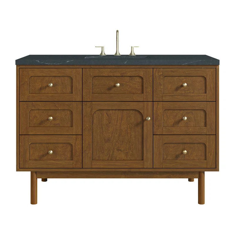 Laurent 48" Single Vanity, Honey Oak w/ 3 CM Charcoal Soapstone Silestone Top