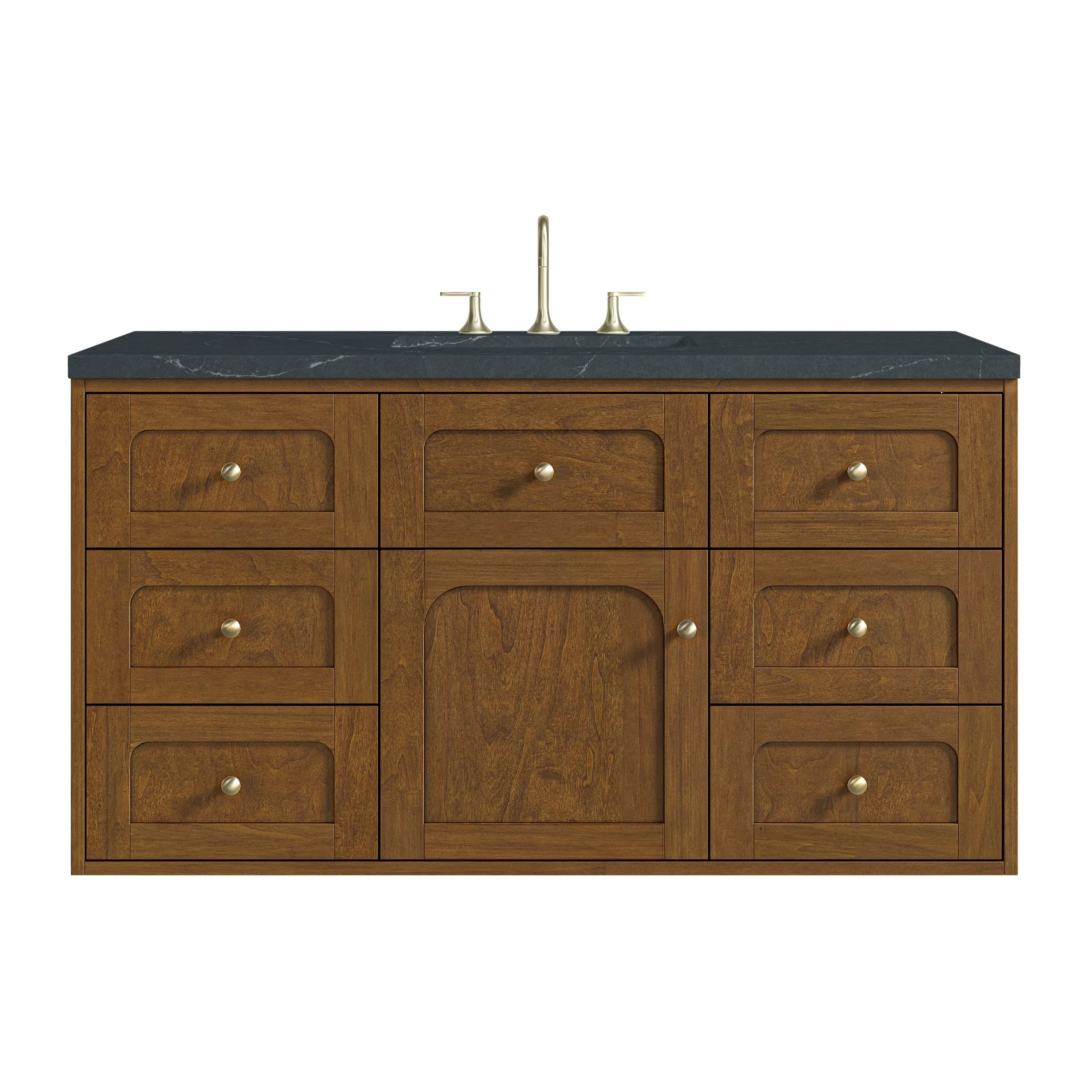 Laurent 48" Single Vanity, Honey Oak w/ 3 CM Charcoal Soapstone Silestone Top