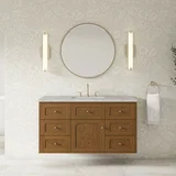 Laurent 48" Single Vanity, Honey Oak w/ 3 CM Eternal Jasmine Pearl Silestone Top
