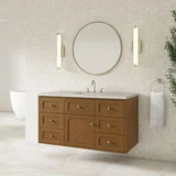 Laurent 48" Single Vanity, Honey Oak w/ 3 CM Eternal Jasmine Pearl Silestone Top
