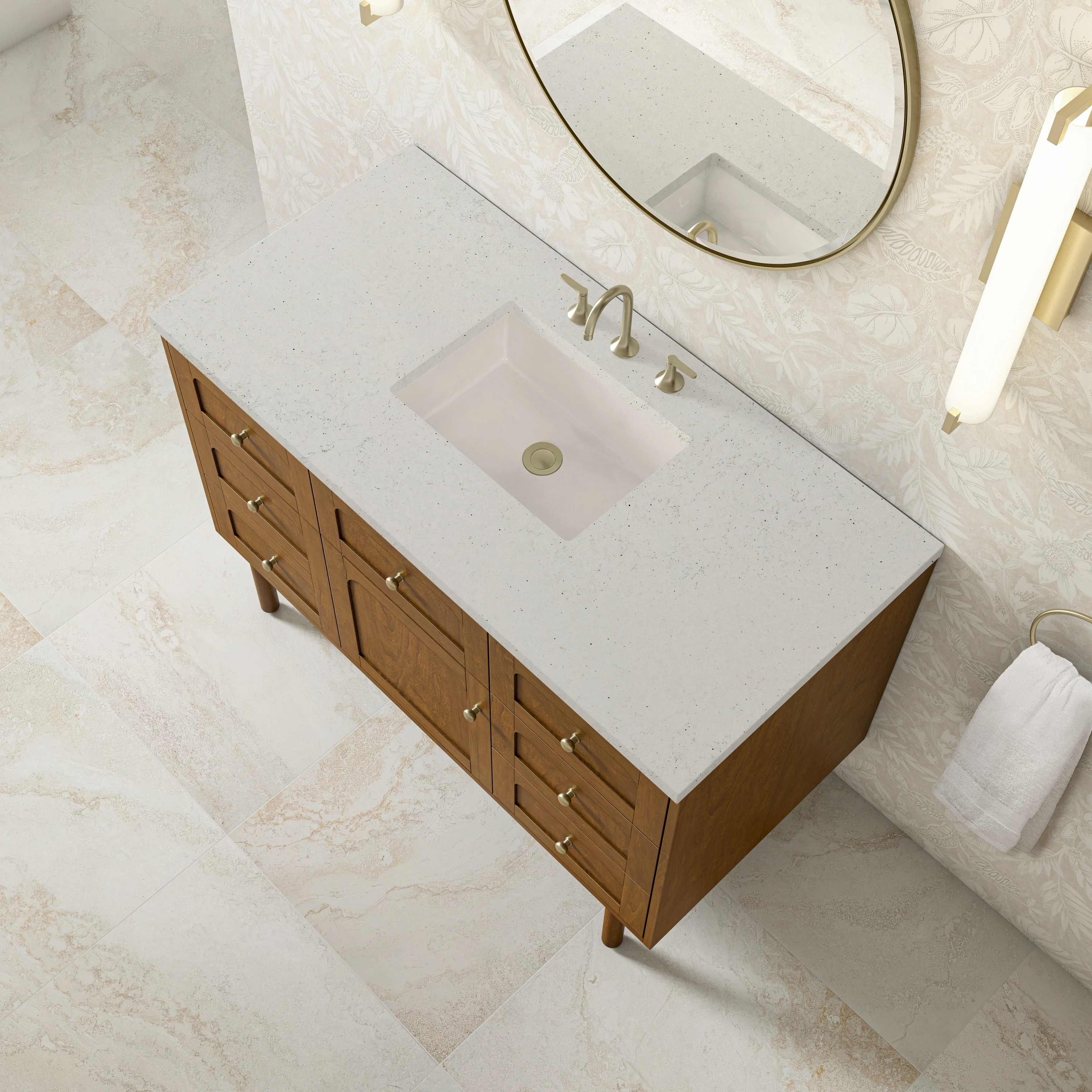 Laurent 48" Single Vanity, Honey Oak w/ 3 CM Lime Delight Silestone Top