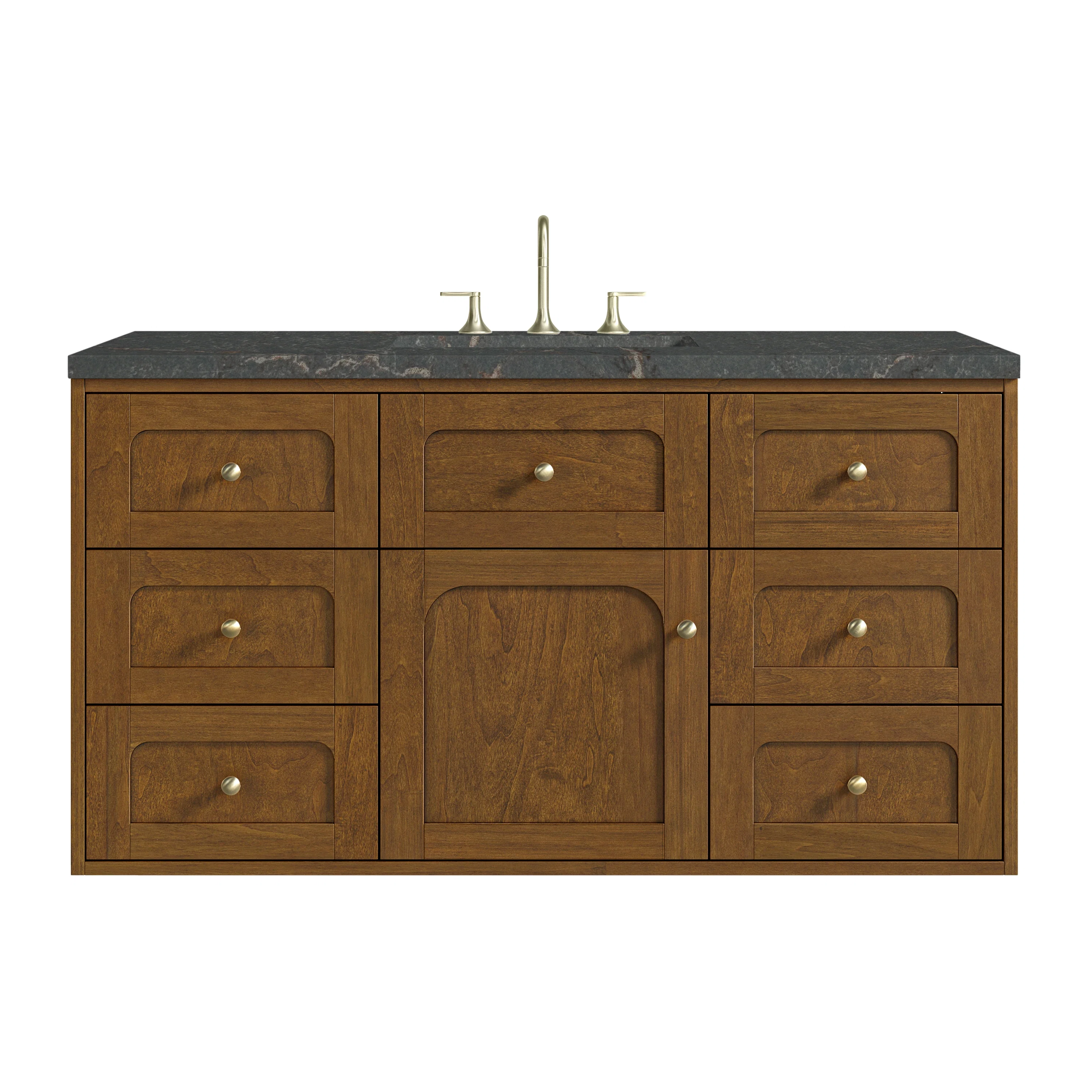 Laurent 48" Single Vanity, Honey Oak w/ 3 CM Parisien Bleu Silestone Top