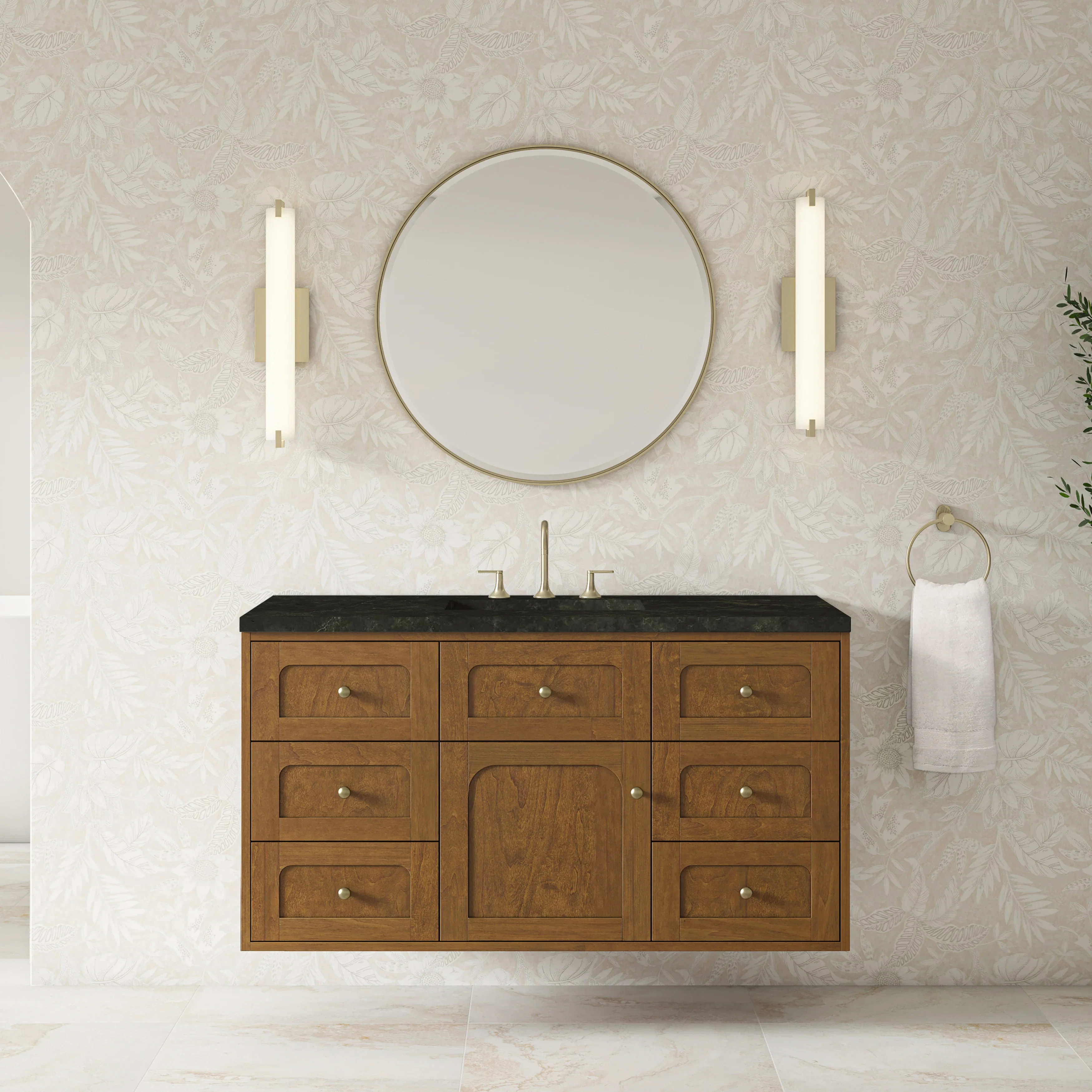 Laurent 48" Single Vanity, Honey Oak w/ 3 CM Phantome Eclos Top