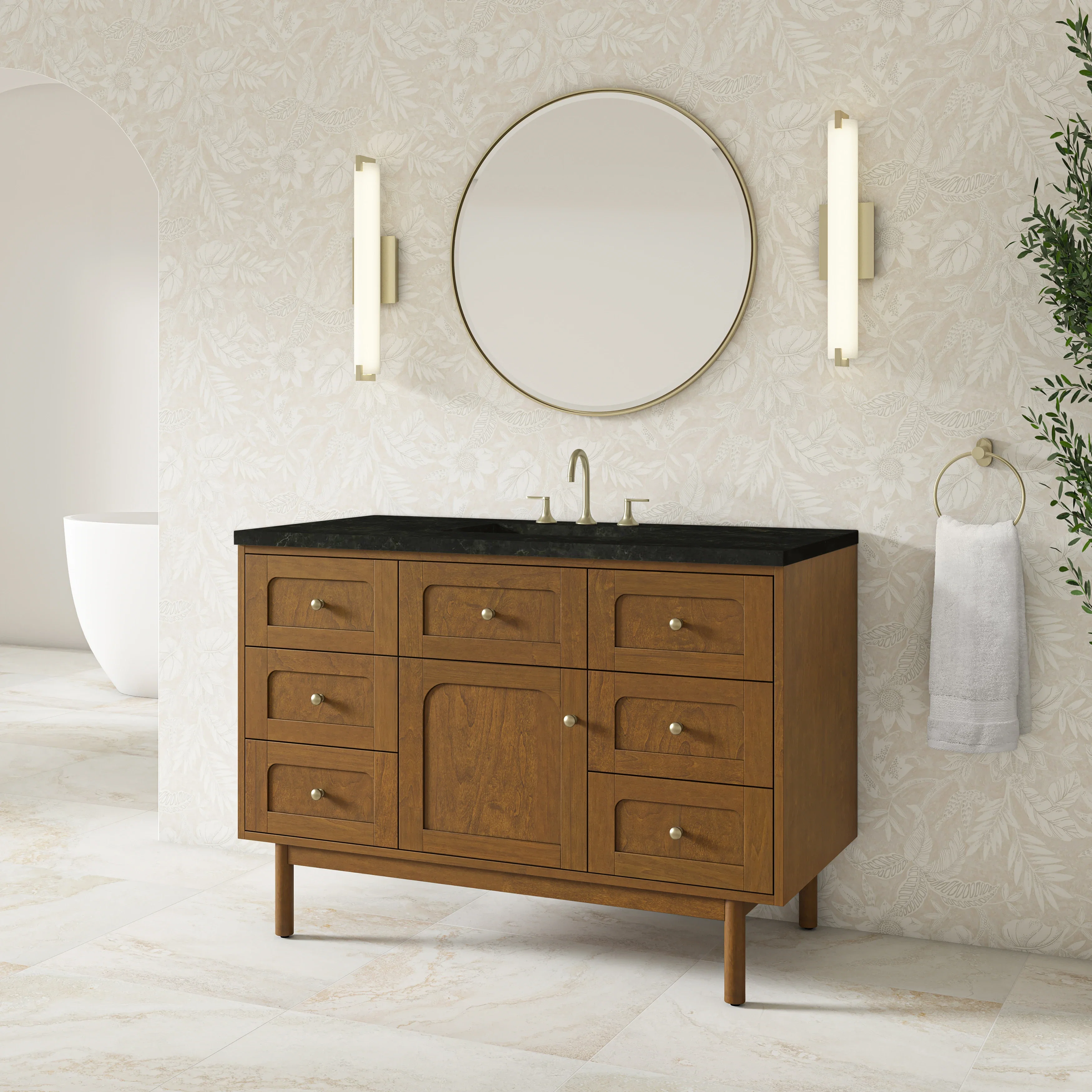 Laurent 48" Single Vanity, Honey Oak w/ 3 CM Phantome Eclos Top