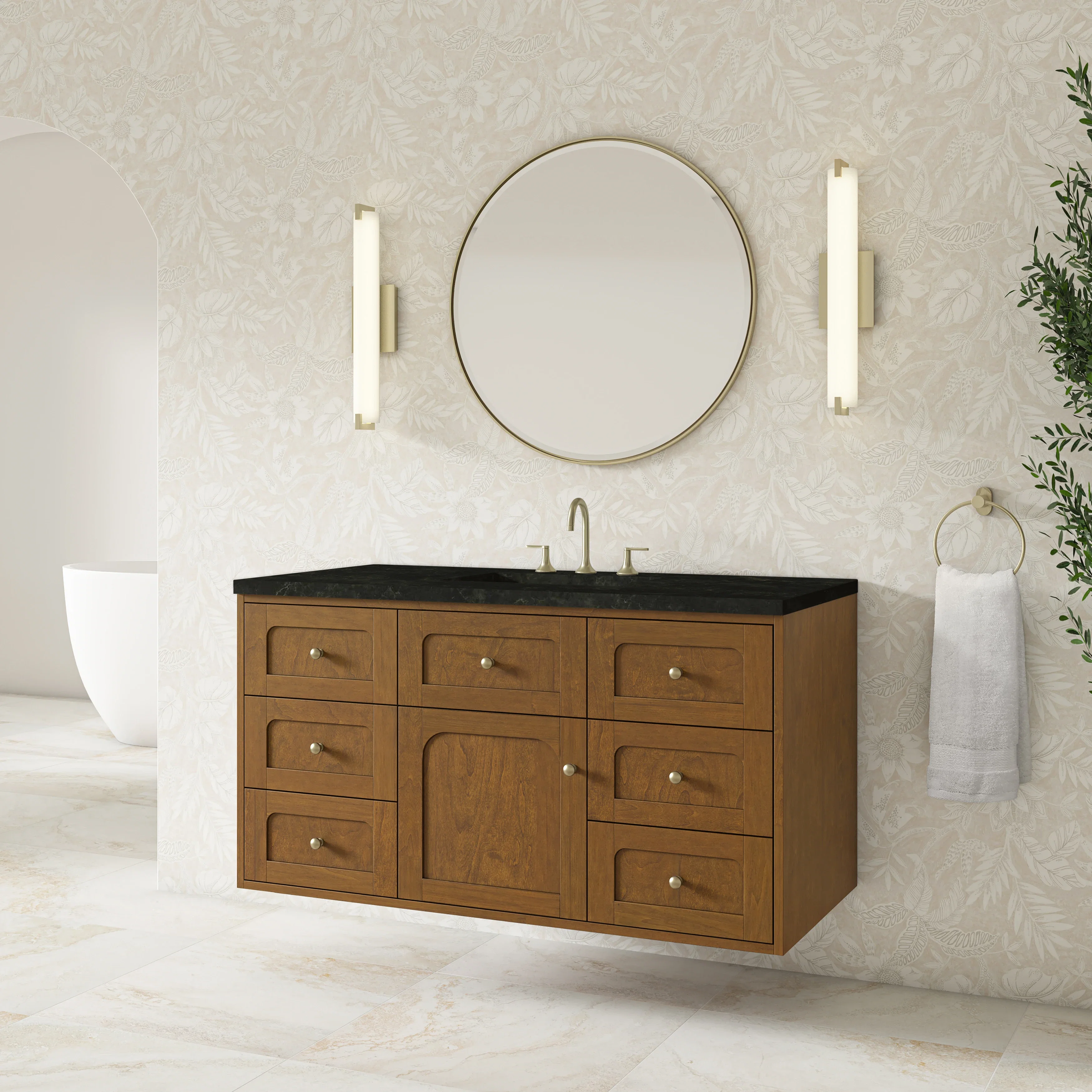 Laurent 48" Single Vanity, Honey Oak w/ 3 CM Phantome Eclos Top