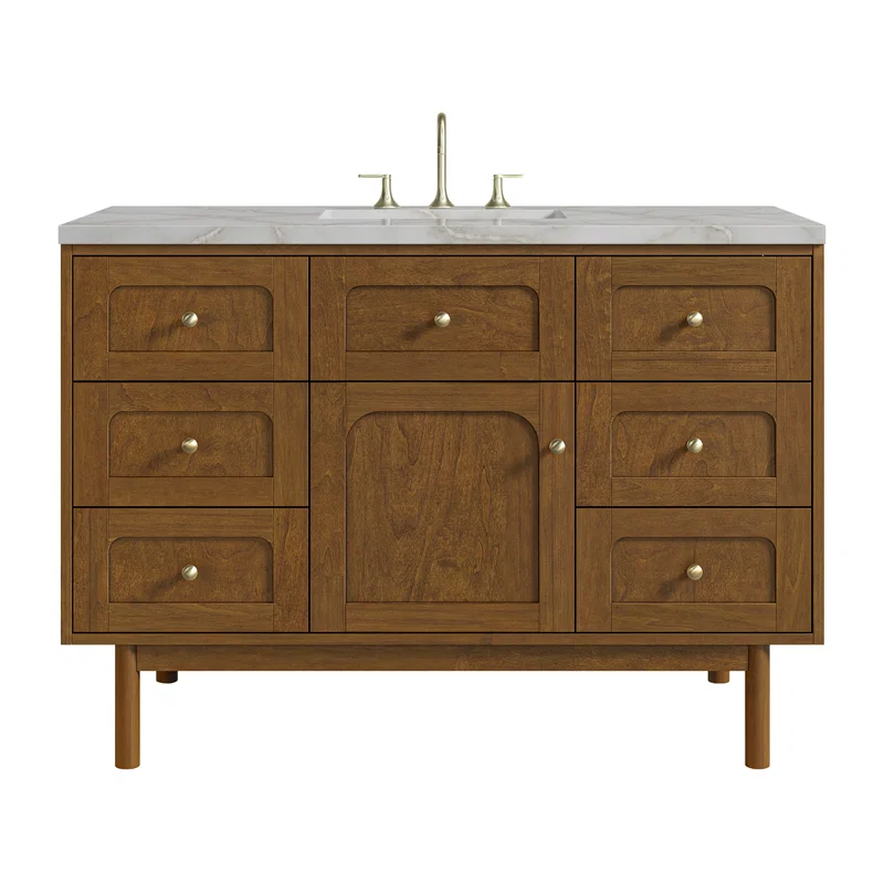 Laurent 48" Single Vanity, Honey Oak w/ 3 CM Victorian Silver Silestone Top