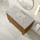 Laurent 48" Single Vanity, Honey Oak w/ 3 CM Victorian Silver Silestone Top