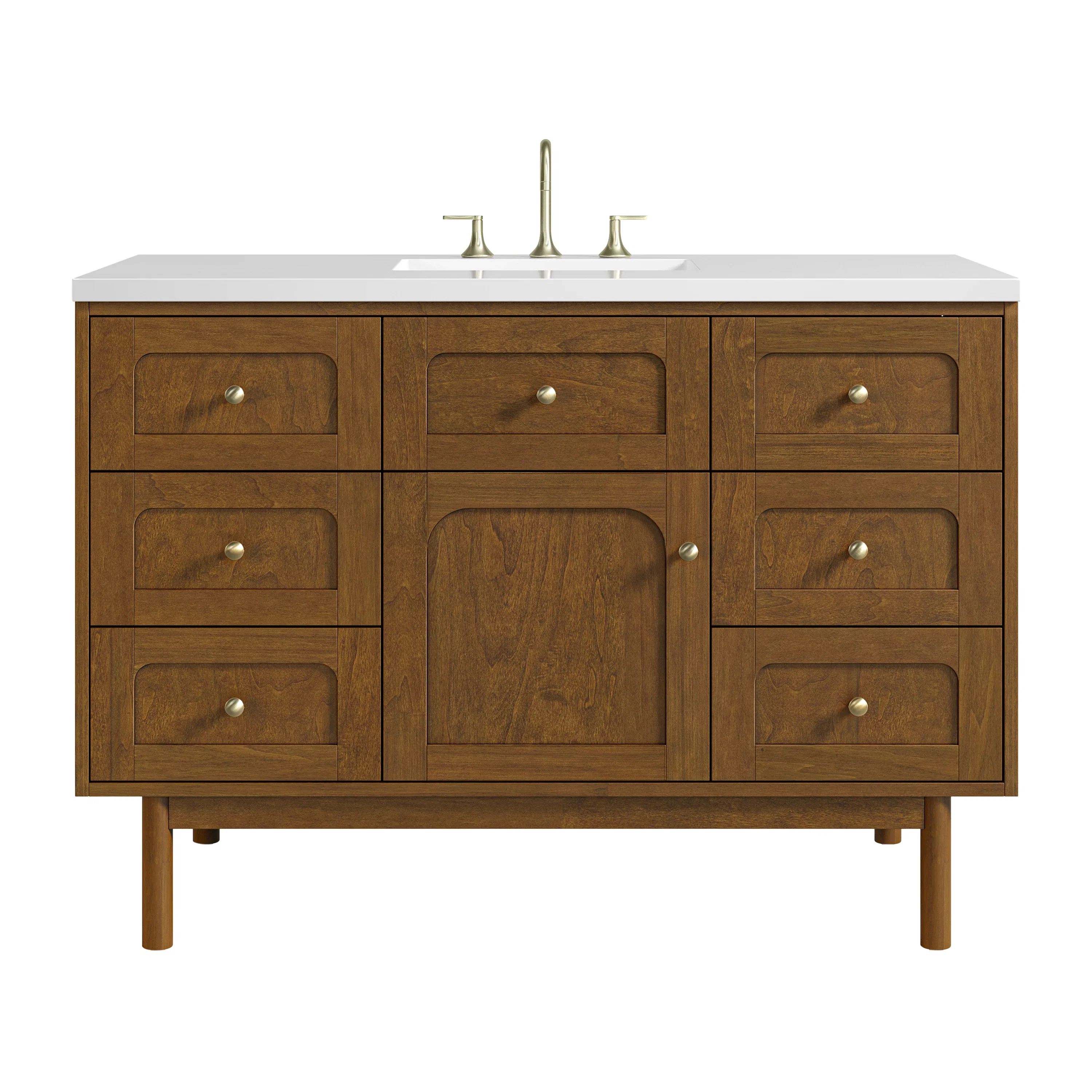 Laurent 48" Single Vanity, Honey Oak w/ 3 CM White Zeus Silestone Top