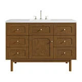 Laurent 48" Single Vanity, Honey Oak w/ 3 CM White Zeus Silestone Top