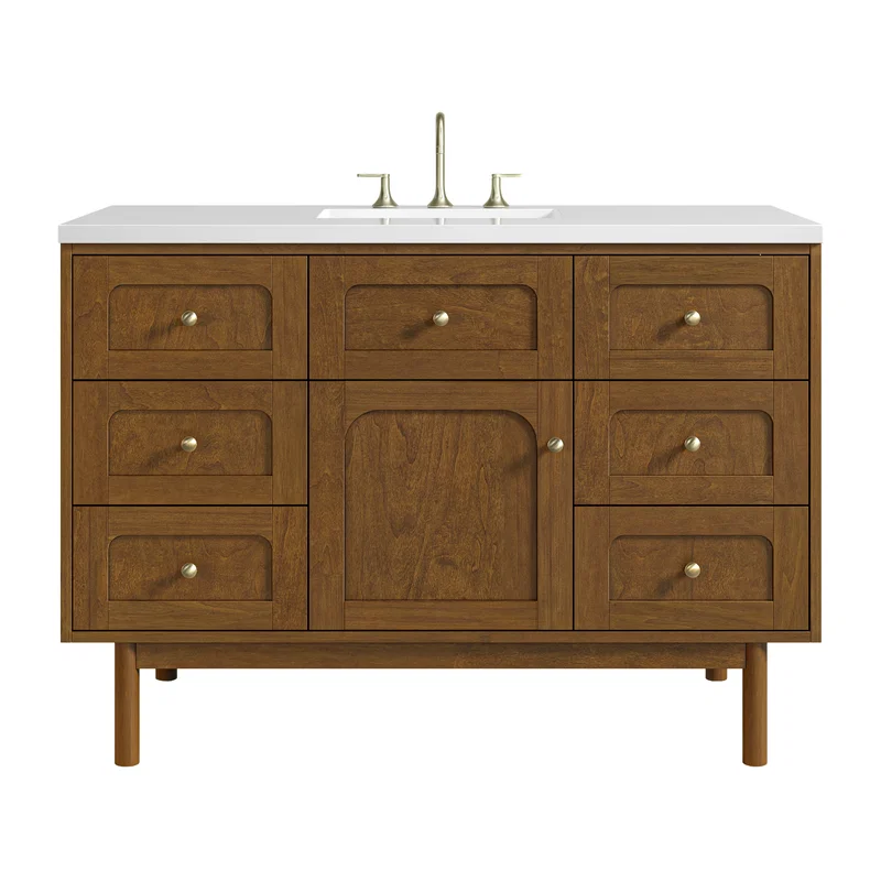 Laurent 48" Single Vanity, Honey Oak w/ 3 CM White Zeus Silestone Top