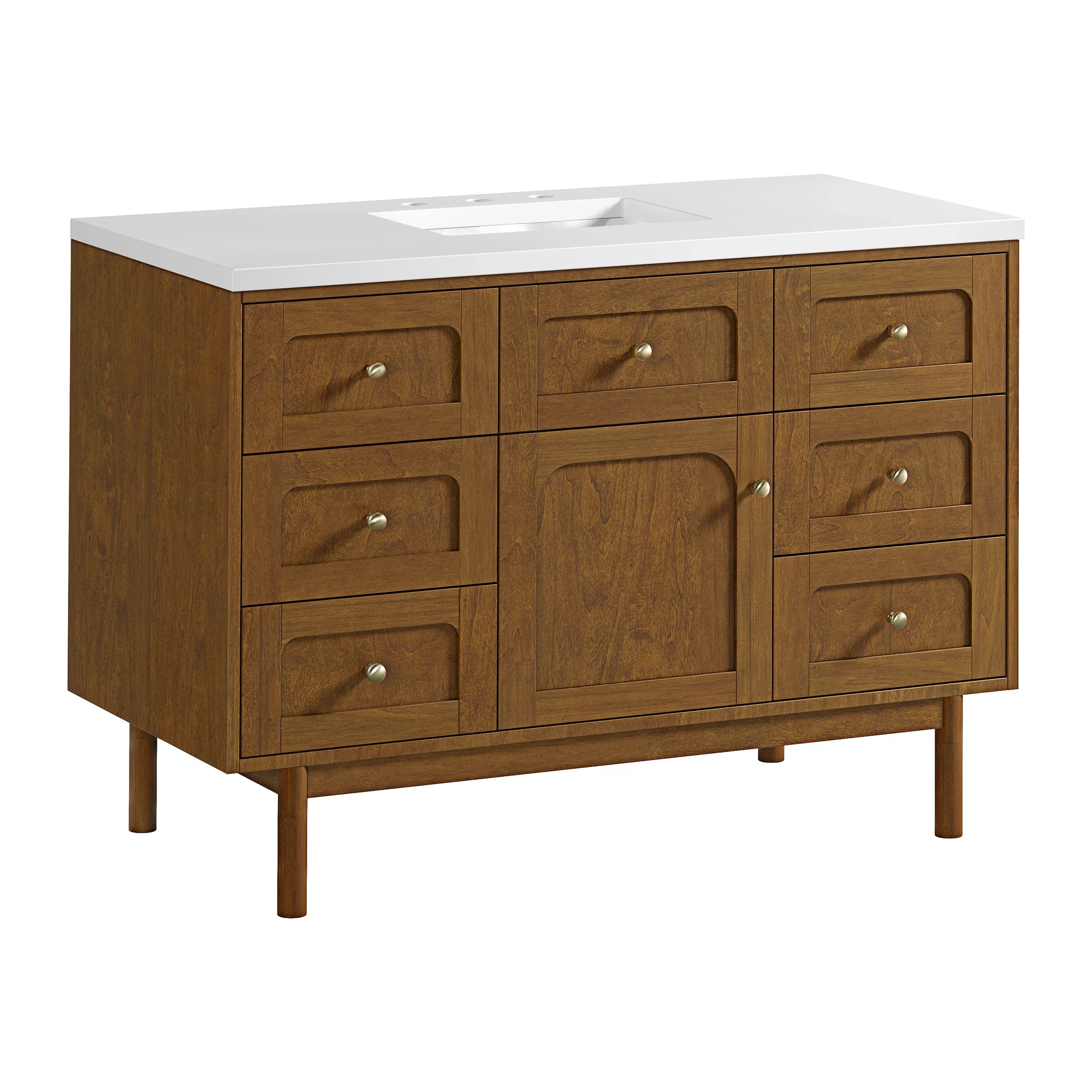 Laurent 48" Single Vanity, Honey Oak w/ 3 CM White Zeus Silestone Top