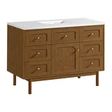 Laurent 48" Single Vanity, Honey Oak w/ 3 CM White Zeus Silestone Top