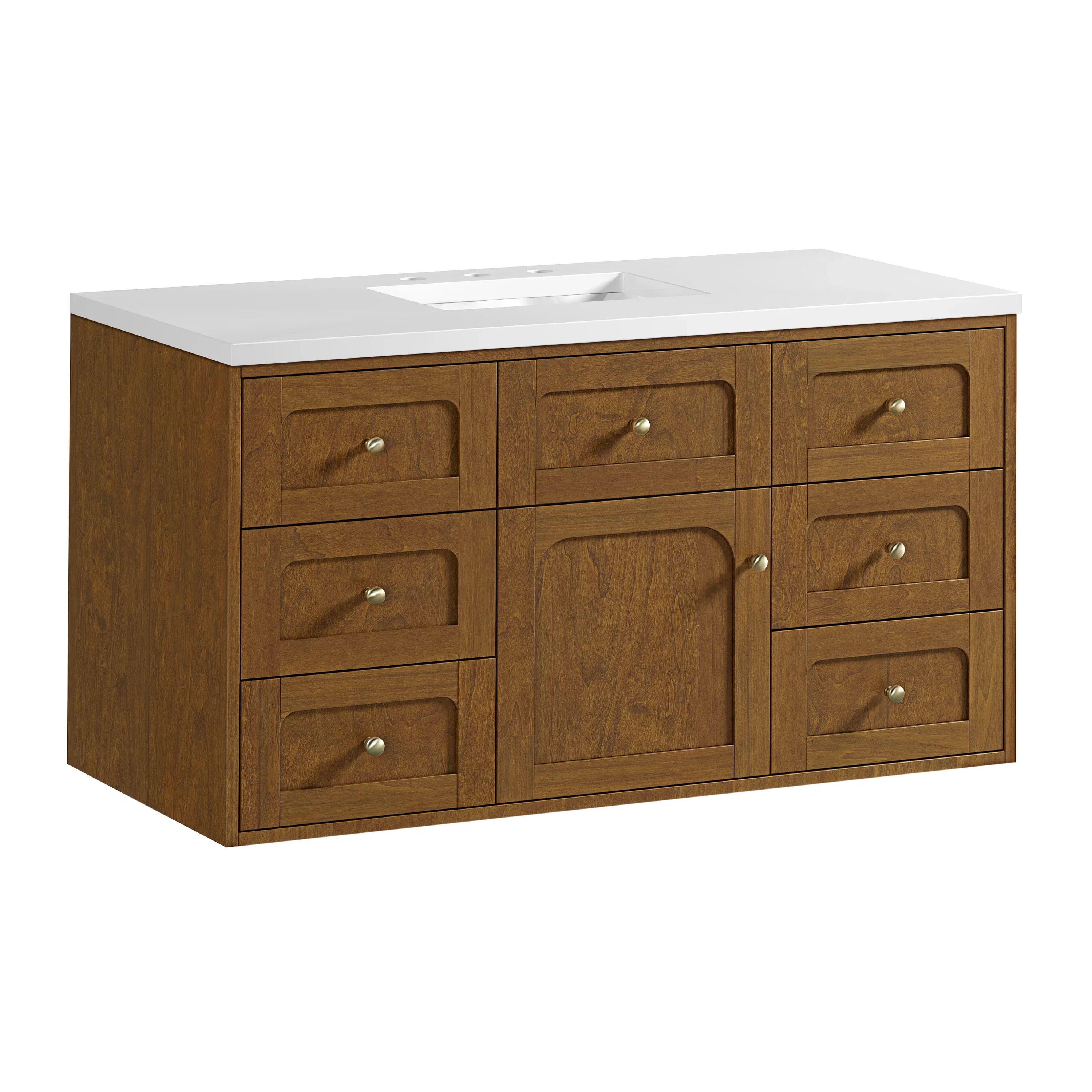Laurent 48" Single Vanity, Honey Oak w/ 3 CM White Zeus Silestone Top