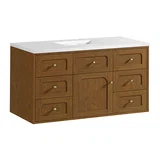 Laurent 48" Single Vanity, Honey Oak w/ 3 CM White Zeus Silestone Top