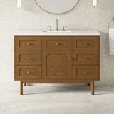 Laurent 48" Single Vanity, Honey Oak w/ 3 CM White Zeus Silestone Top