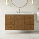 Laurent 48" Single Vanity, Honey Oak w/ 3 CM White Zeus Silestone Top