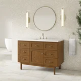 Laurent 48" Single Vanity, Honey Oak w/ 3 CM White Zeus Silestone Top