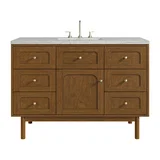 Laurent 48" Single Vanity, Honey Oak w/ 3 CM Eternal Jasmine Pearl Silestone Top w/FreePower Wireless Charger