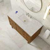 Laurent 48" Single Vanity, Honey Oak w/ 3 CM Eternal Jasmine Pearl Silestone Top w/FreePower Wireless Charger