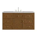 Laurent 48" Single Vanity, Honey Oak w/ 3 CM Eternal Jasmine Pearl Silestone Top w/FreePower Wireless Charger