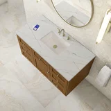 Laurent 48" Single Vanity, Honey Oak w/ 3 CM Ethereal Noctis Silestone Top w/FreePower Wireless Charger