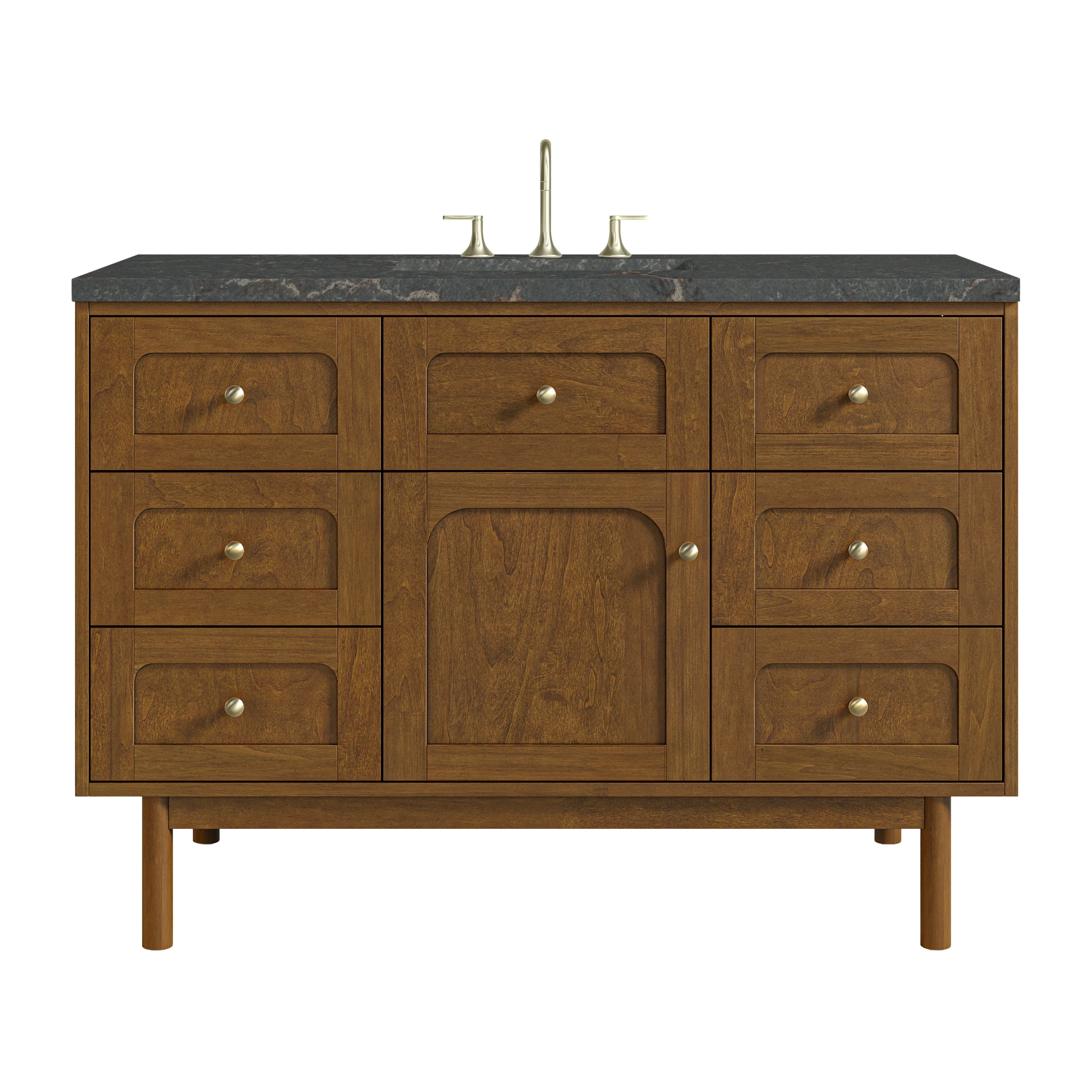 Laurent 48" Single Vanity, Honey Oak w/ 3 CM Parisien Bleu Silestone Top w/FreePower Wireless Charger