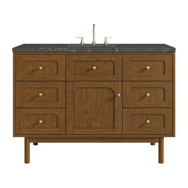 Laurent 48" Single Vanity, Honey Oak w/ 3 CM Parisien Bleu Silestone Top w/FreePower Wireless Charger
