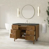 Laurent 48" Single Vanity, Honey Oak w/ 3 CM Parisien Bleu Silestone Top w/FreePower Wireless Charger