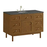 Laurent 48" Single Vanity, Honey Oak w/ 3 CM Parisien Bleu Silestone Top w/FreePower Wireless Charger