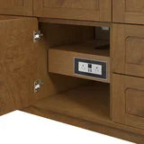 Laurent 48" Single Vanity, Honey Oak w/ 3 CM Parisien Bleu Silestone Top w/FreePower Wireless Charger