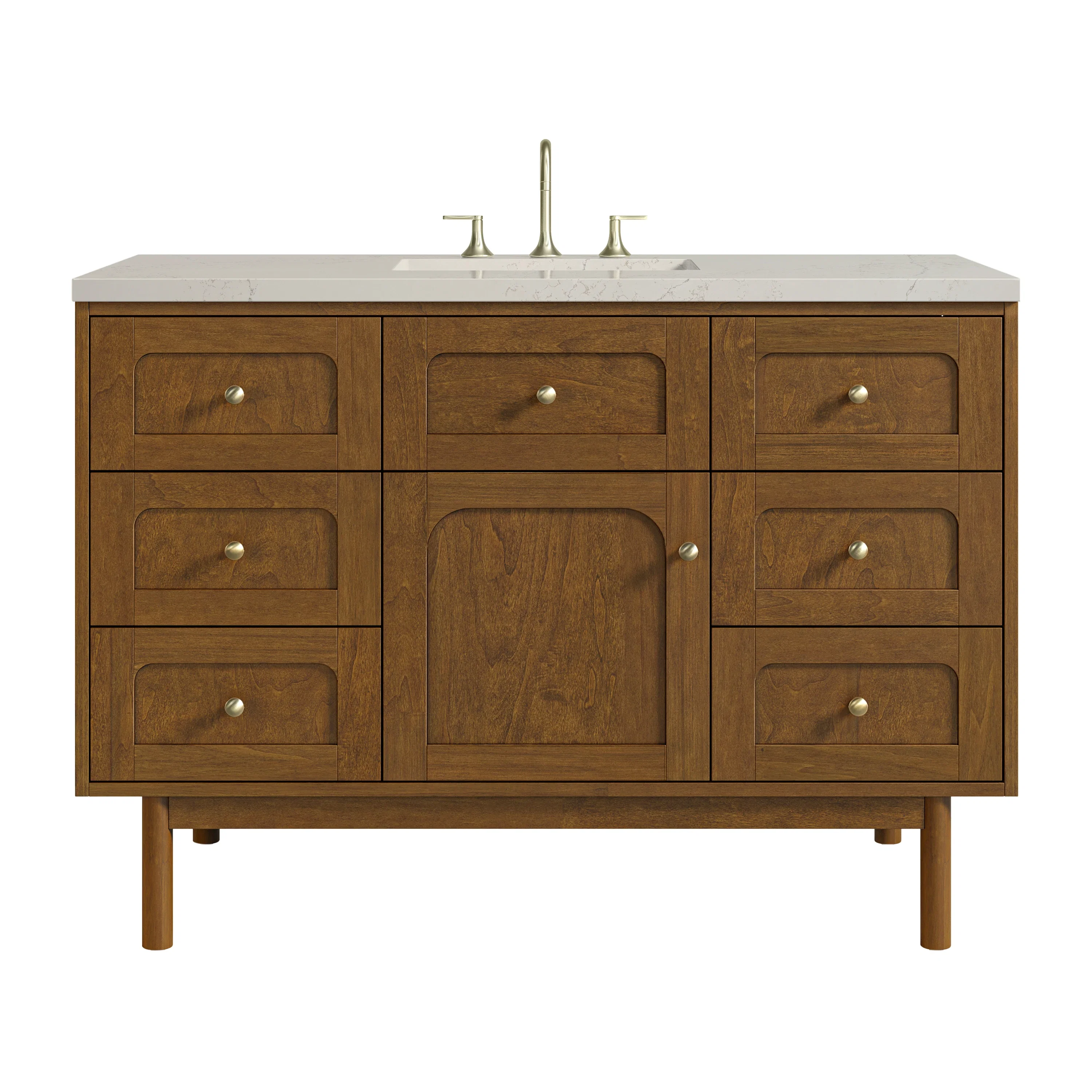 Laurent 48" Single Vanity, Honey Oak w/ 3 CM Siberian Silestone Top w/FreePower Wireless Charger