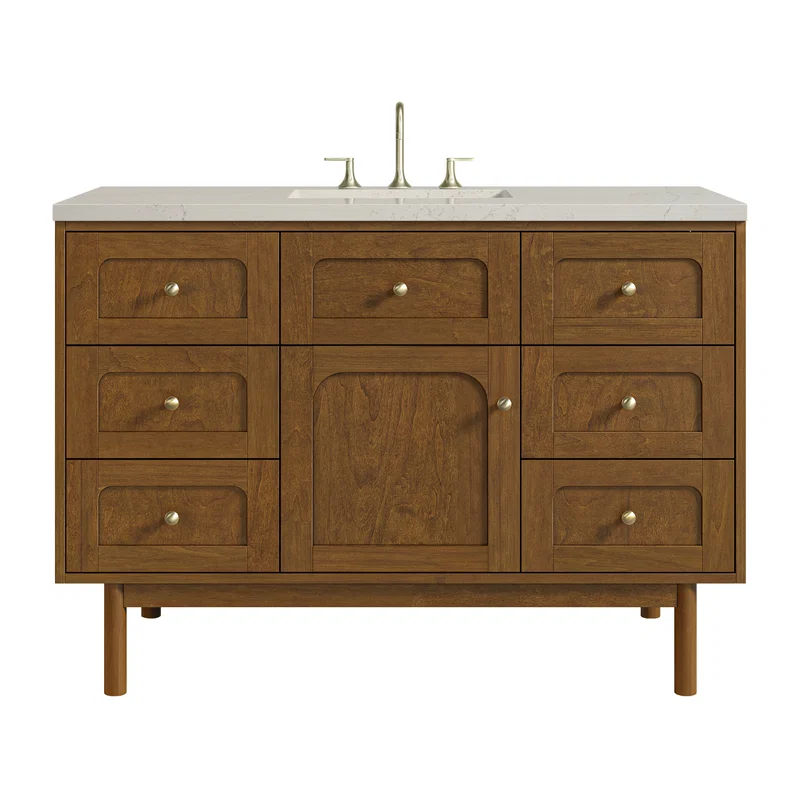 Laurent 48" Single Vanity, Honey Oak w/ 3 CM Siberian Silestone Top w/FreePower Wireless Charger