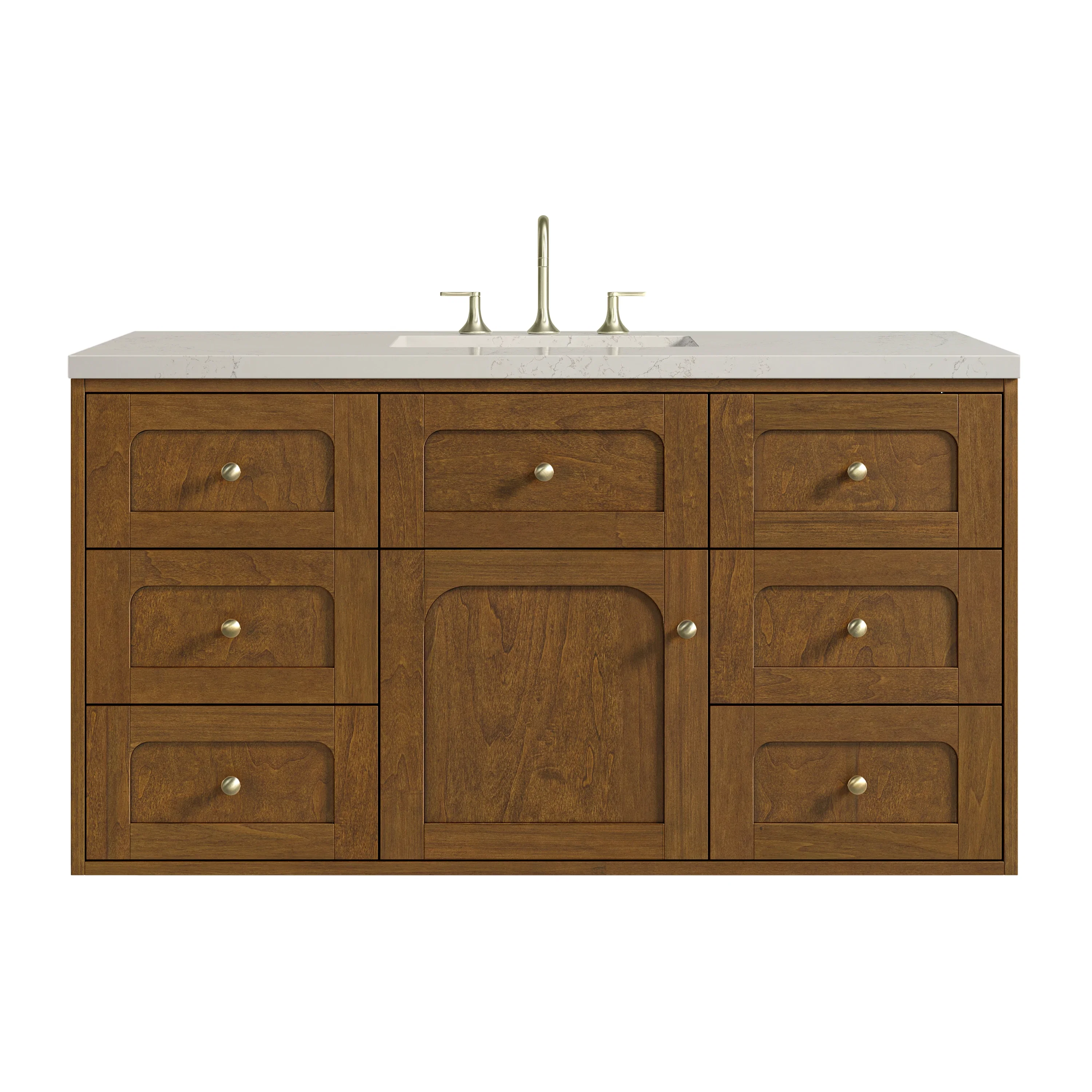 Laurent 48" Single Vanity, Honey Oak w/ 3 CM Siberian Silestone Top w/FreePower Wireless Charger