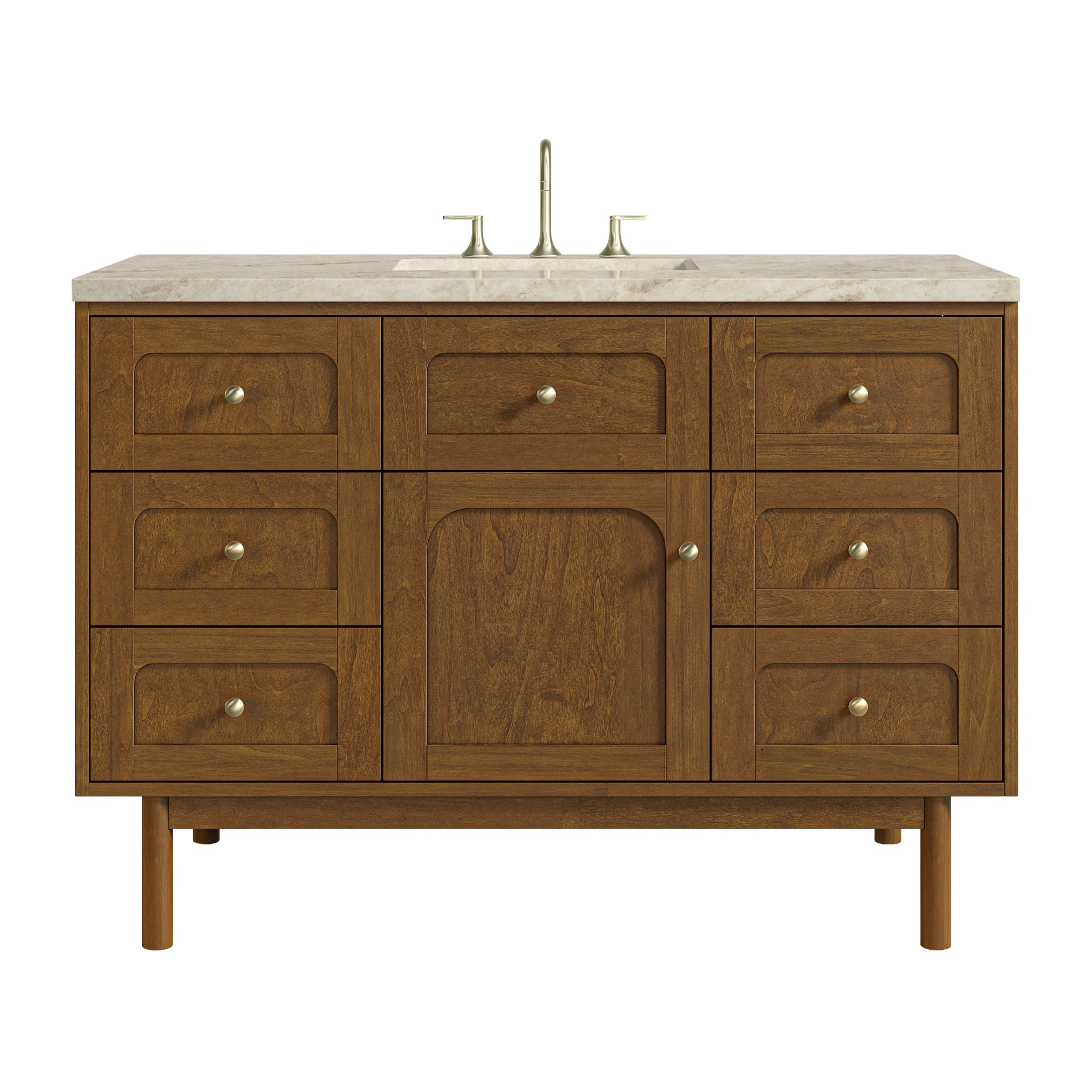 Laurent 48" Single Vanity, Honey Oak w/ 3 CM Tajnar Eclos Top w/FreePower Wireless Charger