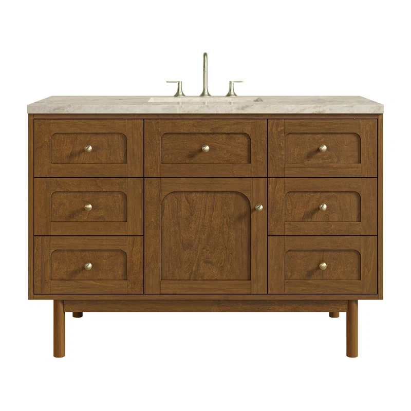 Laurent 48" Single Vanity, Honey Oak w/ 3 CM Tajnar Eclos Top w/FreePower Wireless Charger