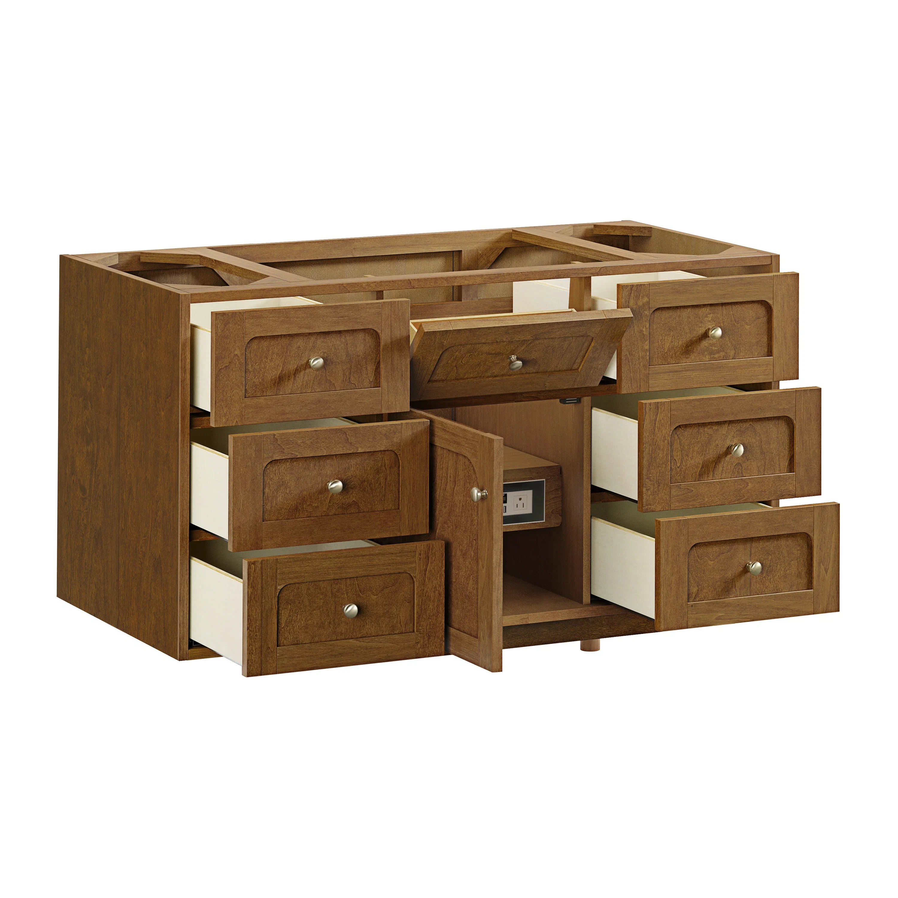 Laurent 48" Single Vanity, Honey Oak w/ 3 CM Tajnar Eclos Top w/FreePower Wireless Charger