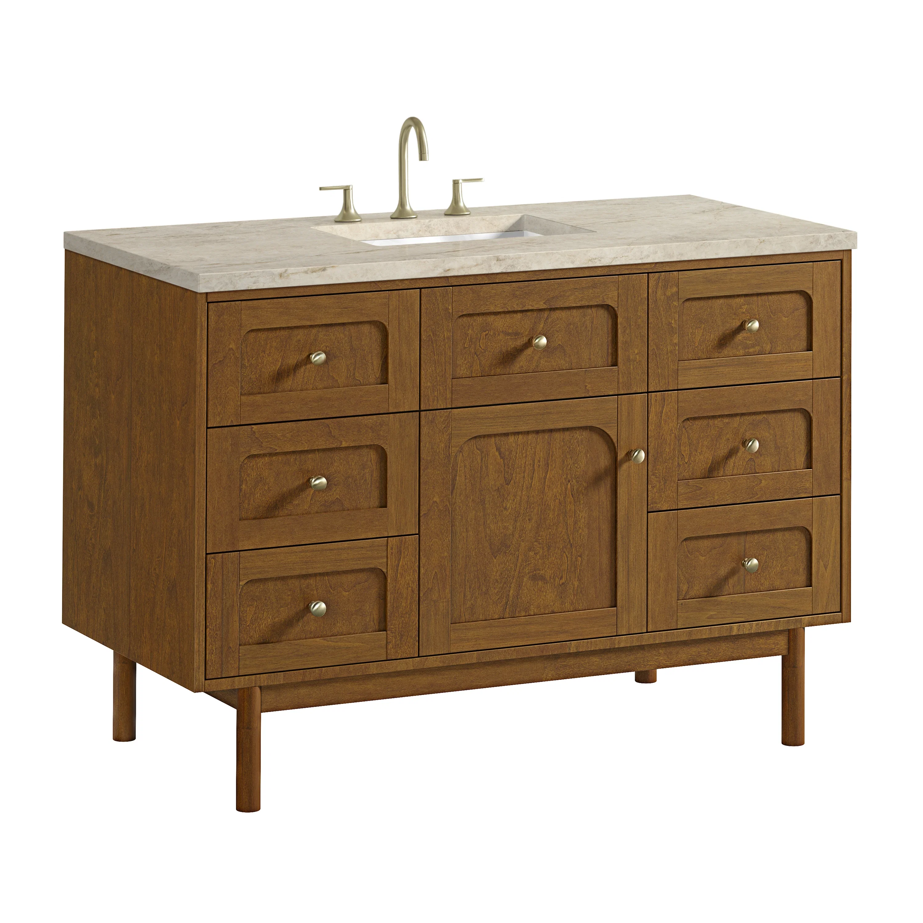 Laurent 48" Single Vanity, Honey Oak w/ 3 CM Tajnar Eclos Top w/FreePower Wireless Charger