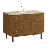 Laurent 48" Single Vanity, Honey Oak w/ 3 CM Tajnar Eclos Top w/FreePower Wireless Charger