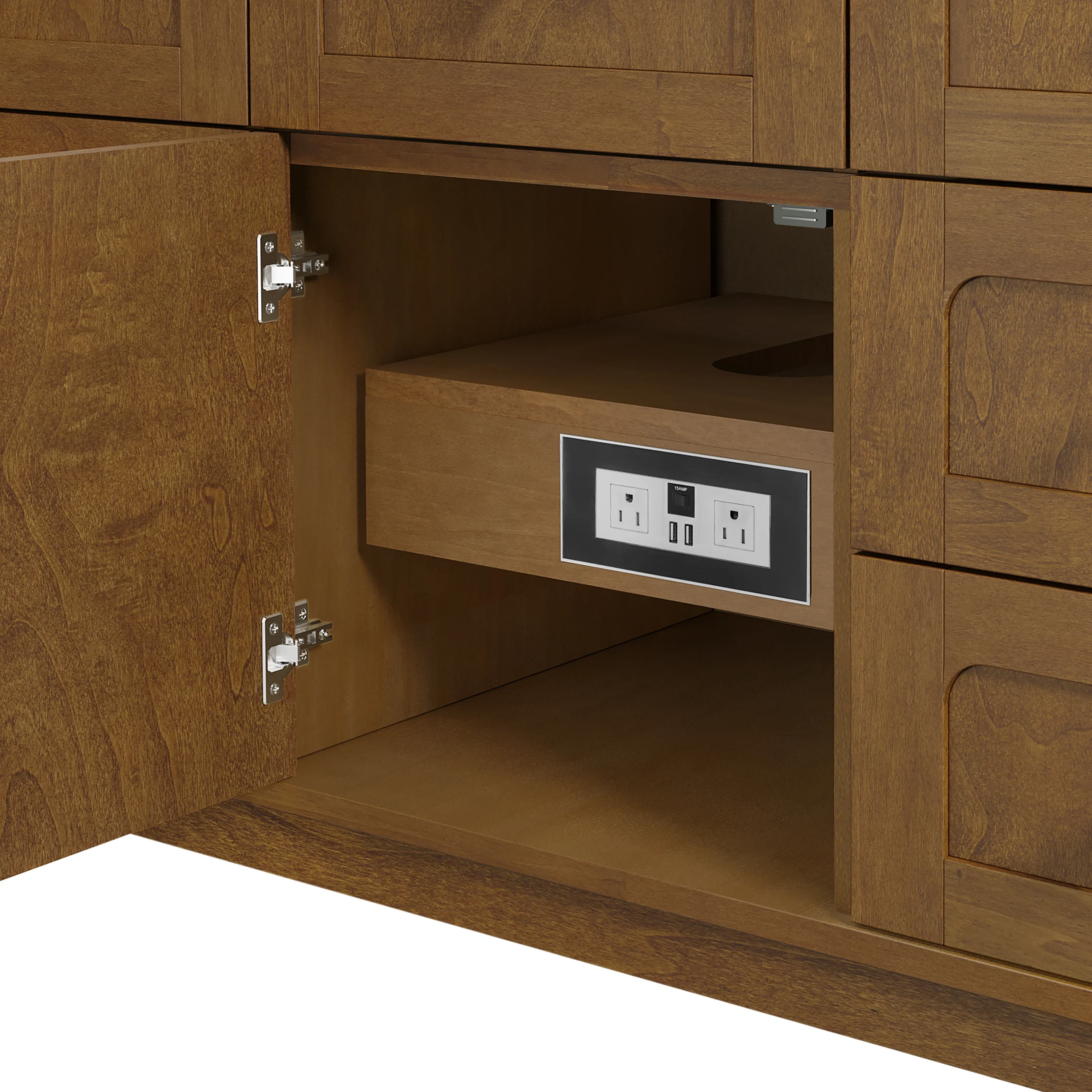 Laurent 48" Single Vanity, Honey Oak w/ 3 CM Tajnar Eclos Top w/FreePower Wireless Charger
