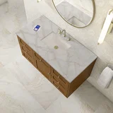 Laurent 48" Single Vanity, Honey Oak w/ 3 CM Victorian Silver Silestone Top w/FreePower Wireless Charger