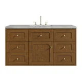 Laurent 48" Single Vanity, Honey Oak w/ 3 CM Victorian Silver Silestone Top w/FreePower Wireless Charger