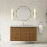 Laurent 48" Single Vanity, Honey Oak w/ 3 CM Victorian Silver Silestone Top w/FreePower Wireless Charger