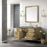Laurent 48" Single Vanity, Light Natural Oak w/ 3 CM Cala Blue Top