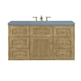Laurent 48" Single Vanity, Light Natural Oak w/ 3 CM Cala Blue Top